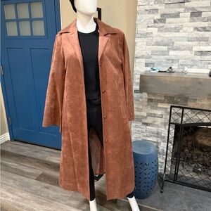 Neiman Marcus Brown Trench Coat Elegant Suede